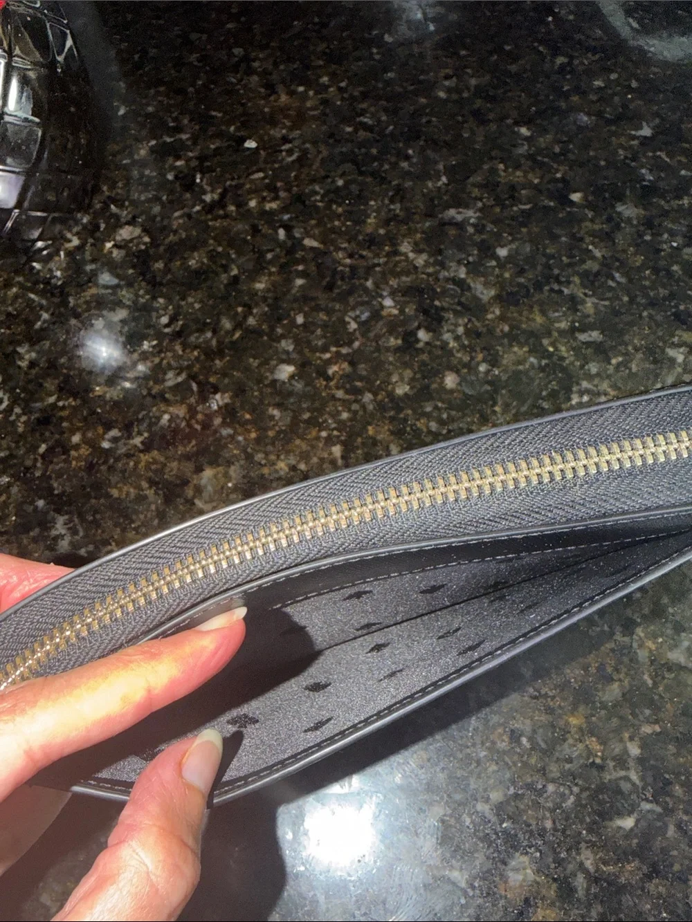kate spade Black Zip Around Saffiano Leather Wallet